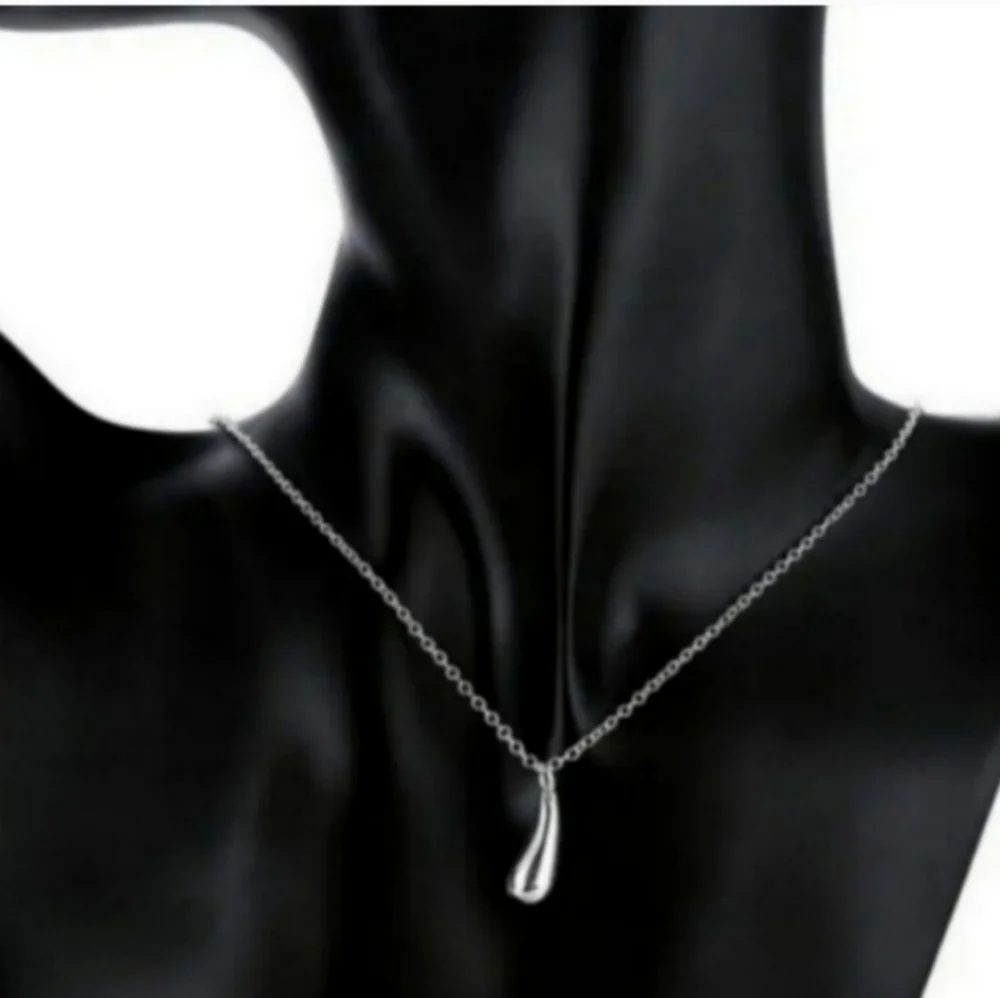 925 Sterling Silver Plated Waterdrop Jewelry Set Bracelet Necklace Earrings - Picture 13 of 14